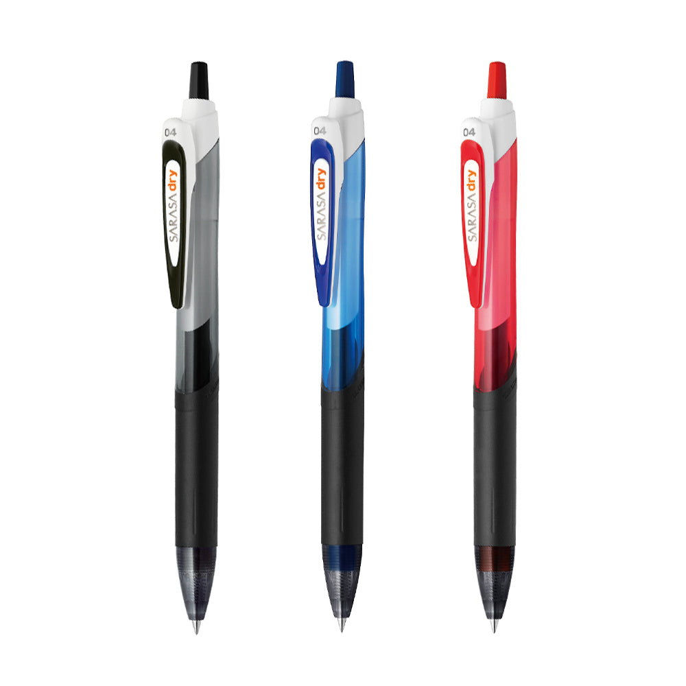Zebra Sarasa Dry Gel Pen - 0.4 mm - Black / Blue / Red - Fast Dry