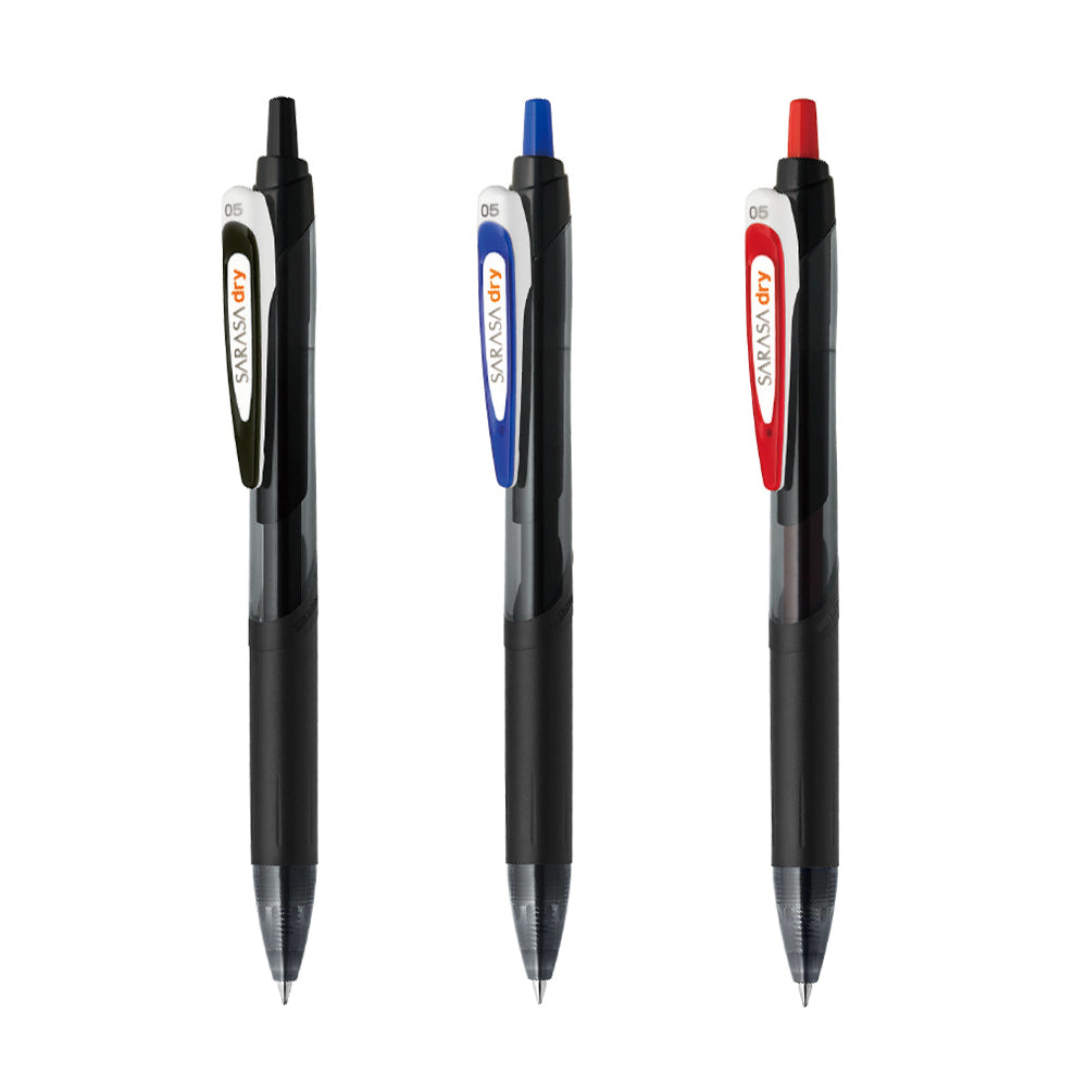 Zebra Sarasa Dry Gel Pen - 0.5 mm - Black / Blue / Red - Fast Dry