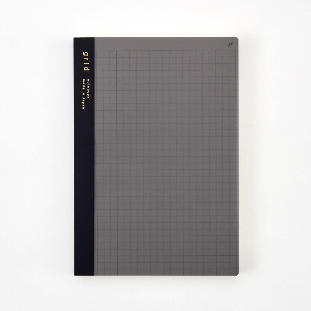 isshoni. Index & Page Numbers Notebook - 5 mm grid - B6 - Black