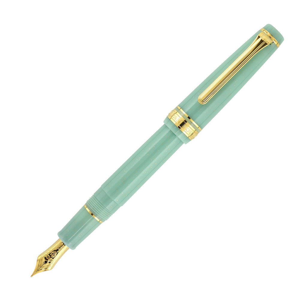 Sailor Shikiori Fairy Tale Fountain Pen - Dragon Palace - 14K Gold - Medium Fine Nib - Sparkle Light Green