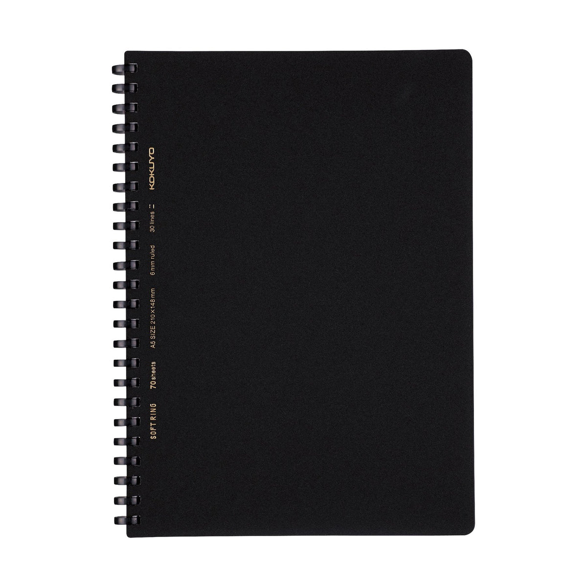 Kokuyo. Soft Ring Notebook Business, 5mm Grid 70 Sheets Black (B6) - 3 Pack