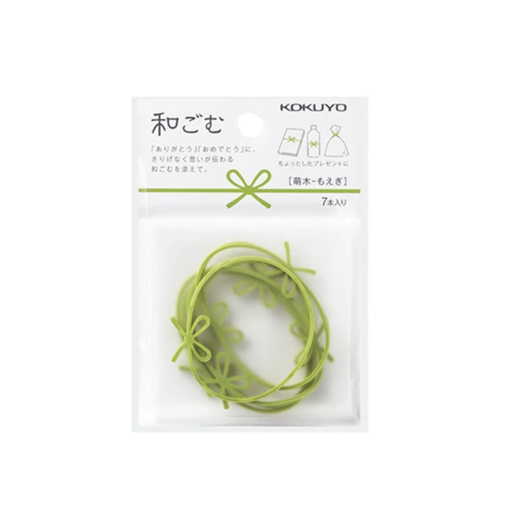 Decoration Bands Kokuyo Mizuhiki Ribbon Silicon Rubber Bands - Pastel Green - 7 pieces KOKUYO KOMU-W1G