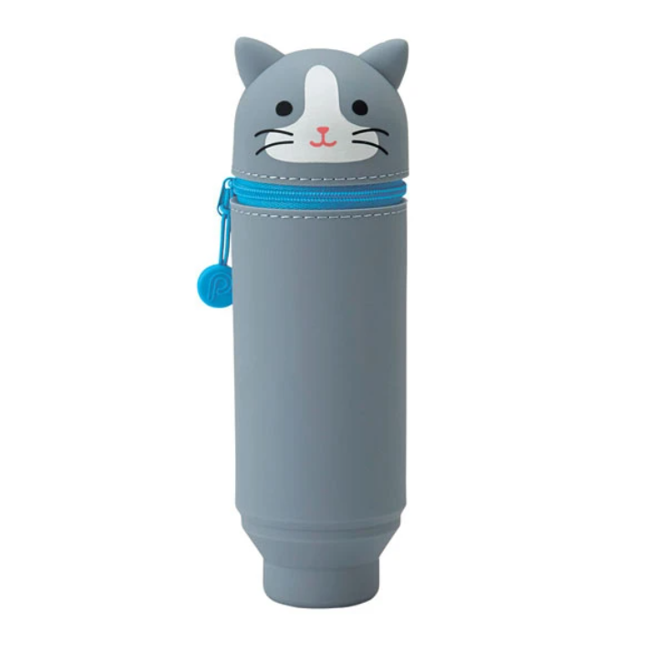 Pen Cases Lihit Lab Smart Fit Punilabo Stand Pencil Case - Grey Cat LIHIT LAB A7712-4