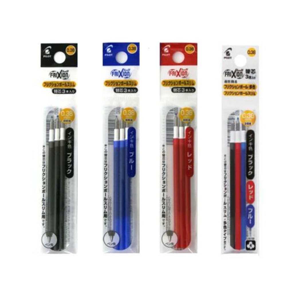 Gel Pen Refills Pilot FriXion Ball Slim Erasable Gel Pen Refill - Pack of 3 - 0.38 mm - Black / Blue / Red / Mix Black PILOT LFBTRF30UF-3B