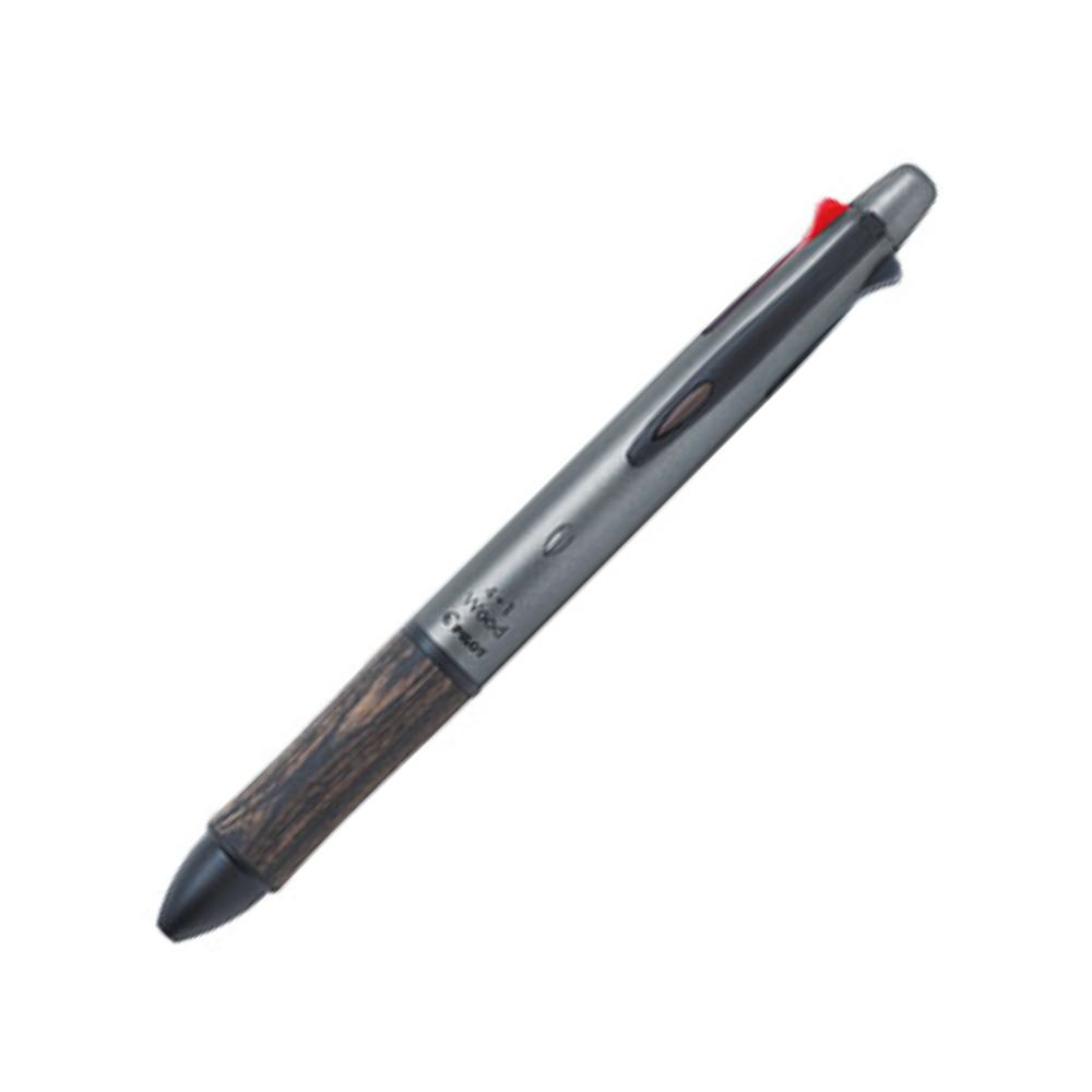 Multi Pens Pilot 4+1 WOOD (Acroball Smooth 0.7 Ballpoint +0.5 Mechanical) Wooden Grip Multi Pen - Grey PILOT BKHFW-2SR-GY