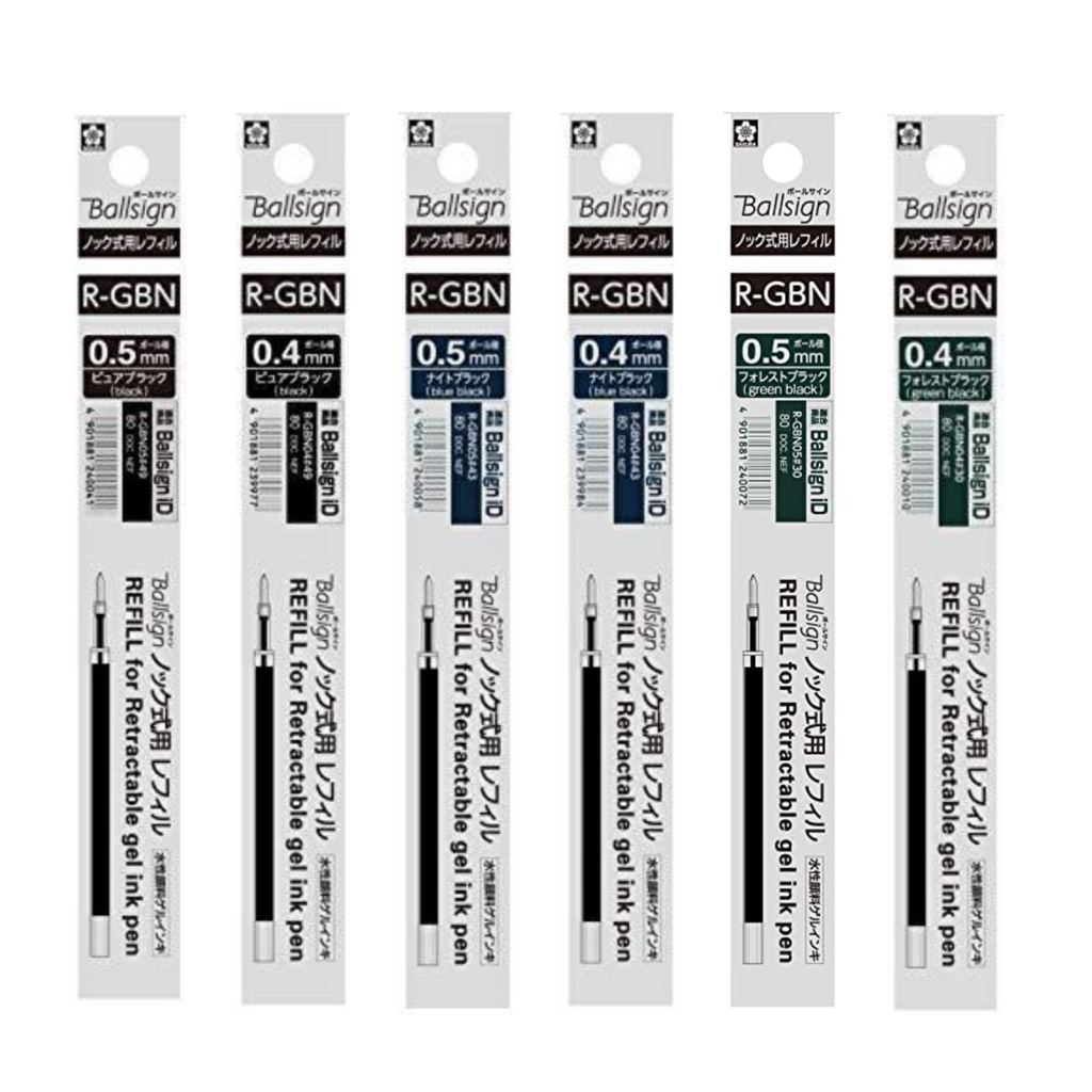 Gel Pen Refills Sakura Ballsign iD Gel Pen Refills - 0.4 mm / 0.5 mm - Pure Black / Forest Black / Night Black Pure Black 0.4 mm Sakura R-GBN04#49