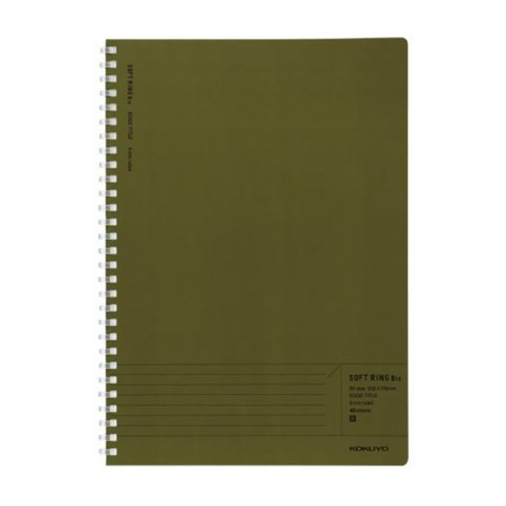 Notebooks Kokuyo Soft-Ring Biz Edge Title Notebook - 6mm Lined - 40 sheets - Slim B5 - Olive Green KOKUYO SU-SJ201B-G