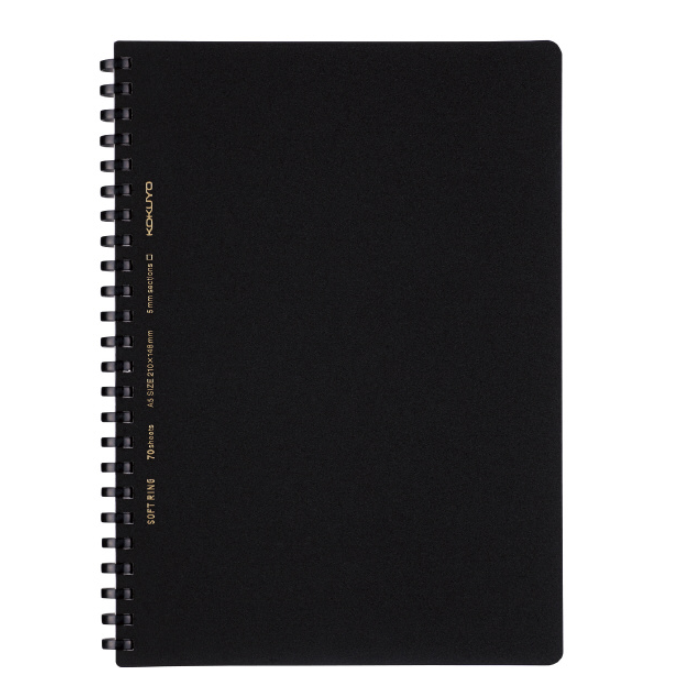 Notebooks Kokuyo Soft-Ring 5mm Grid Notebook - Black - Cut Off - Thicker 70 sheets - A5 KOKUYO SU-SV437S5-D