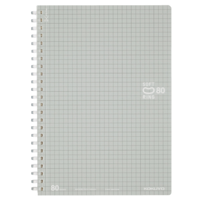 Notebooks Kokuyo Soft-Ring 5mm Grid Notebook - Silver - Cut Off - 80 sheets - A5 KOKUYO SU-SV338S5-C