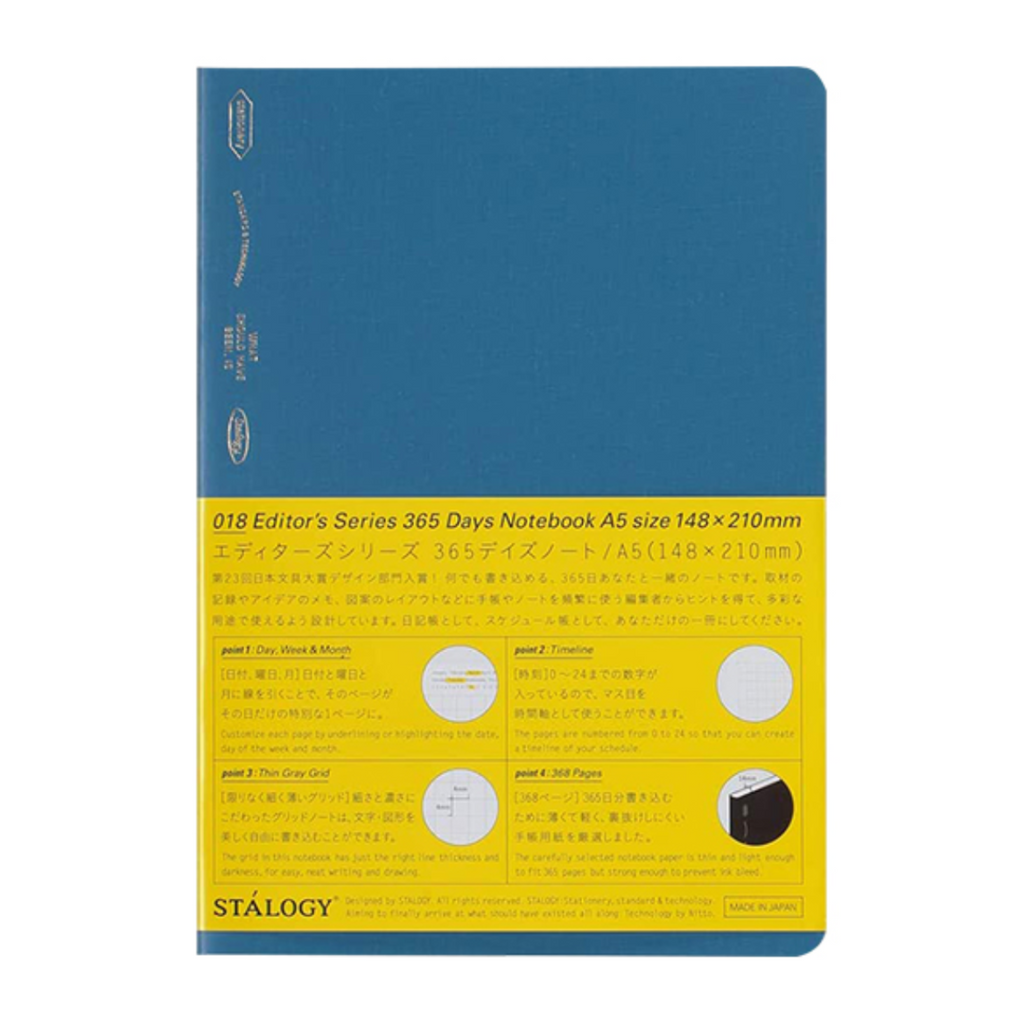 Undated Planners Stalogy Editor's Series 365 Days Notebook - 184 Sheets - Grid - A5 - Night Blue - Limited Edition STALOGY S4133