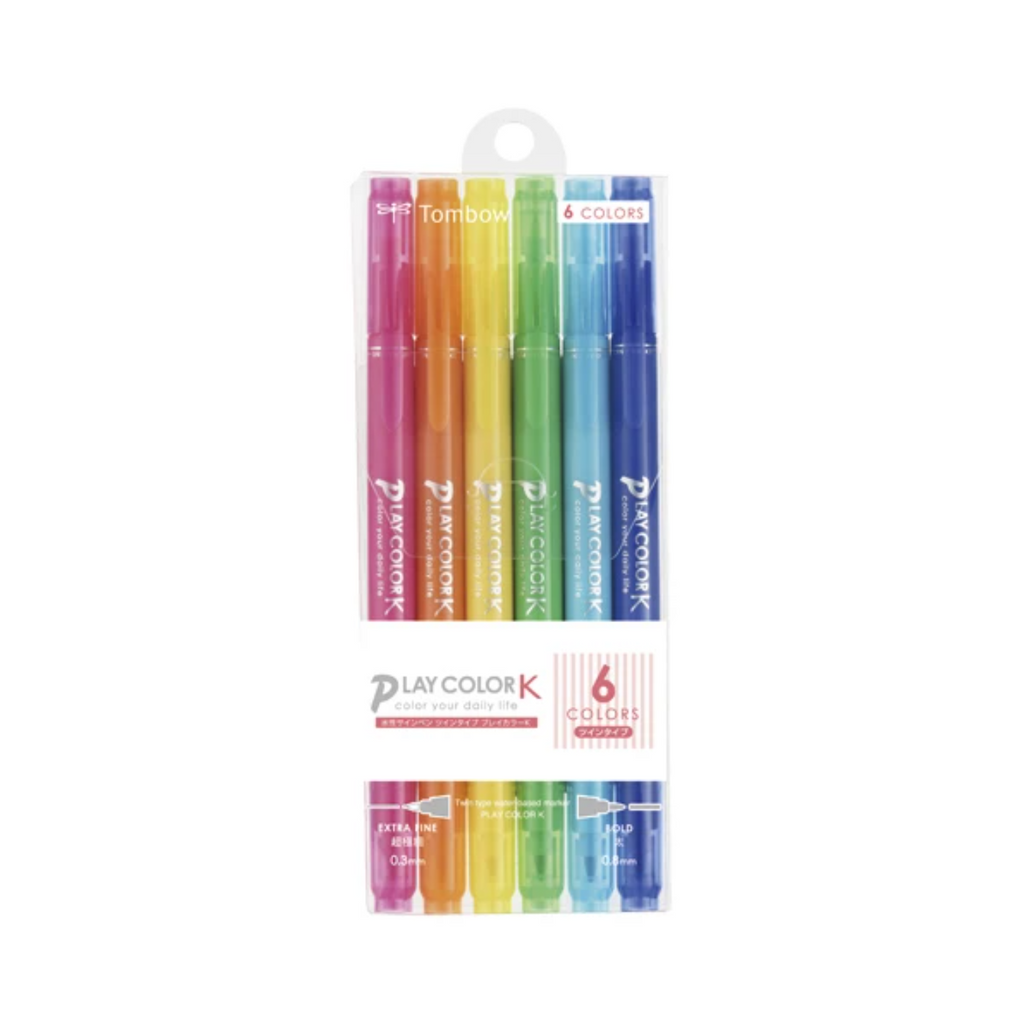 Markers Tombow Play Color K Double-sided Marker Set - 0.3 mm/0.8 mm - 6 Bright Color Set TOMBOW GCF-611A