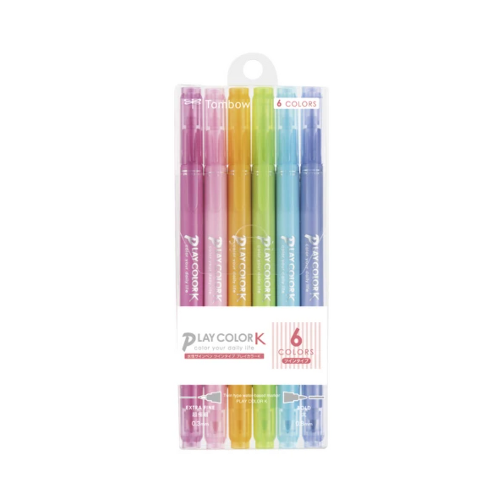 Markers Tombow Play Color K Double-sided Marker Set - 0.3 mm/0.8 mm - 6 Pastel Color Set TOMBOW GCF-611B