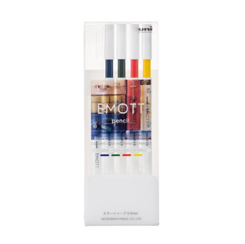 Mechanical Pencils Uni Emott Mechanical Pencil 4 Color Set - 0.9 mm - No.3 Nostalgic UNI M9EM4CL.NO3