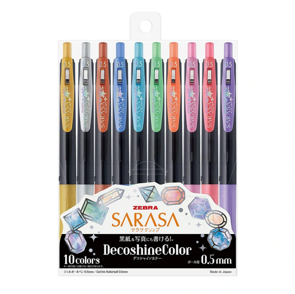Gel Pens Zebra Sarasa Clip Gel Pen - Deco Shine - 10 Color Set - 0.5 mm ZEBRA JJ15-10C-SH