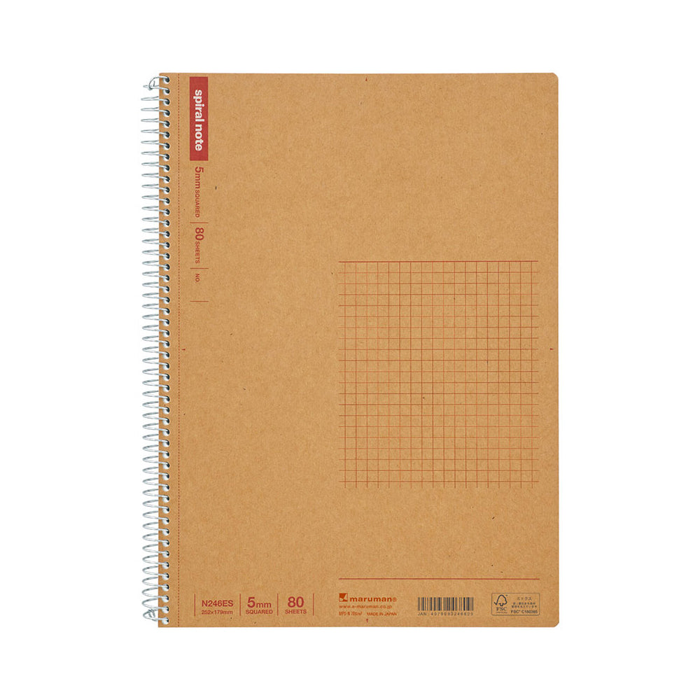 Maruman Spiral Note Basic Notebook - 5mm Grid - 80 Sheets - B5
