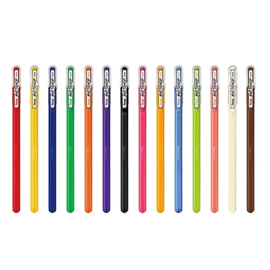 Pentel Matte Hop Ballpoint Gel Pen - 1.0 mm - 14 Color Set - PENTEL K110 - V14ST - IRO