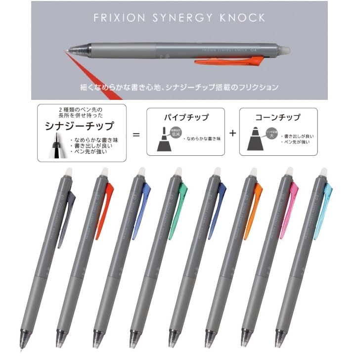 Pilot FriXion Synergy Knock 0.5 mm Gel Pen - Erasable - 8 Color Set - PILOT LFSK - 15 - 8C - IRO