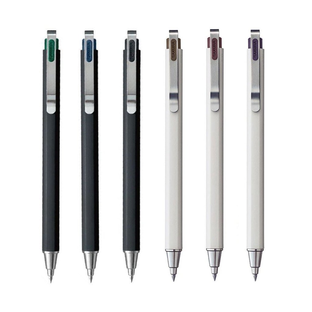 Sakura Ballsign iD PLUS Gel Pen - 0.5 mm - Black Matte / White Metal - SAKURA GBR355#49 - IRO