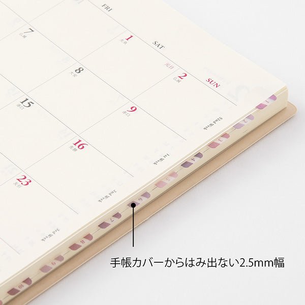 Midori Chiratto Index Tab - Numbers - 2 Sheets (48 Pieces) - Small - Pink - MIDORI 82605006 - IRO