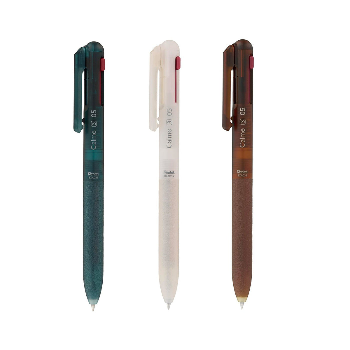 Pentel BXA107A-A Calme Ballpoint Pen, Clear Mute Clicking Sound, Leather Look Grip Zone, Refillable, Ball 0.71 Mm = Line Width 0.35mm, Writing Colour Black, 1 PU = 10 Pieces