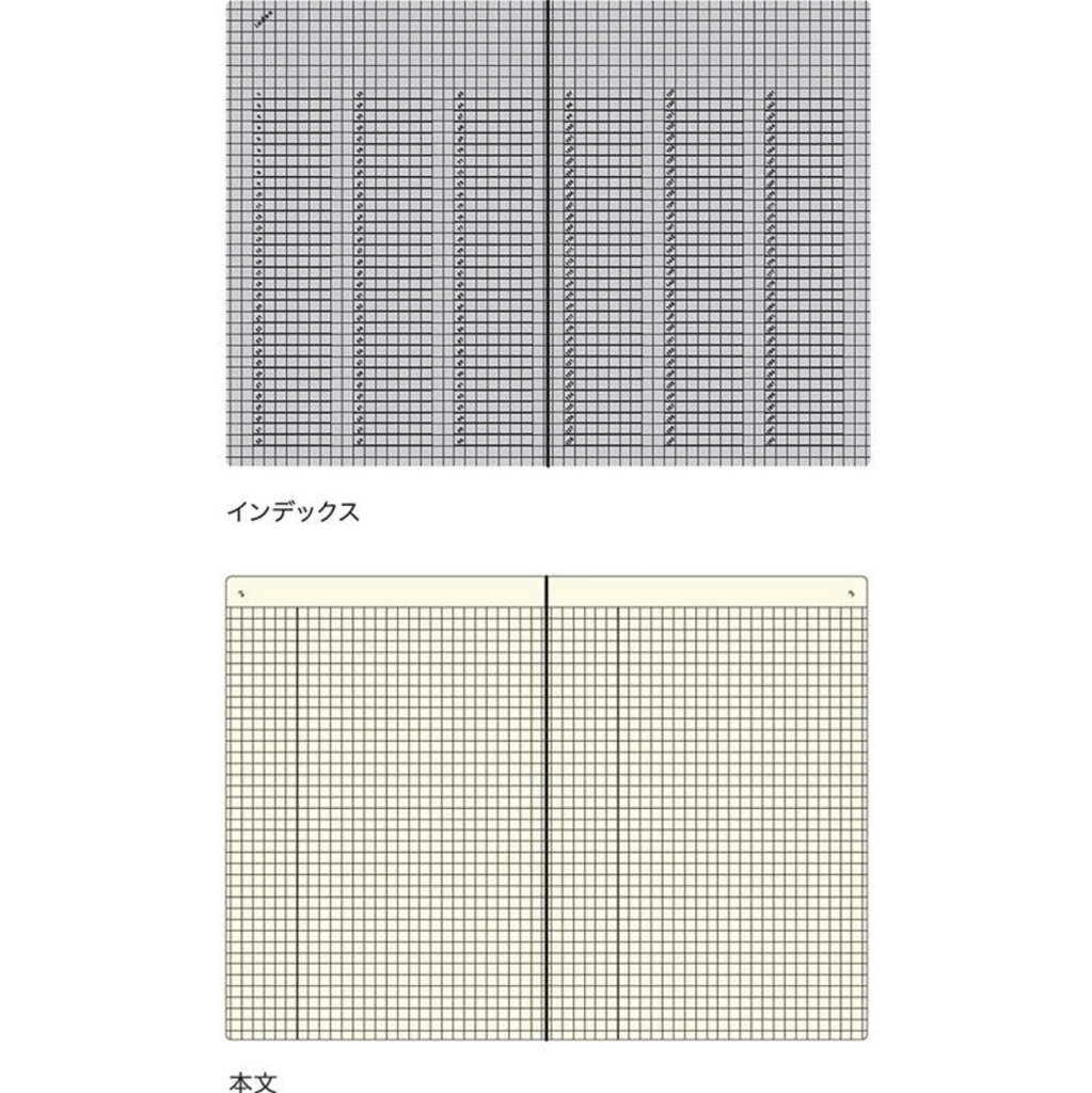 isshoni. Index & Page Numbers Notebook - 5 mm grid - B6 - Clear - 2022 Good Design Award Winner - DAIGO isshoni R1742 - IRO