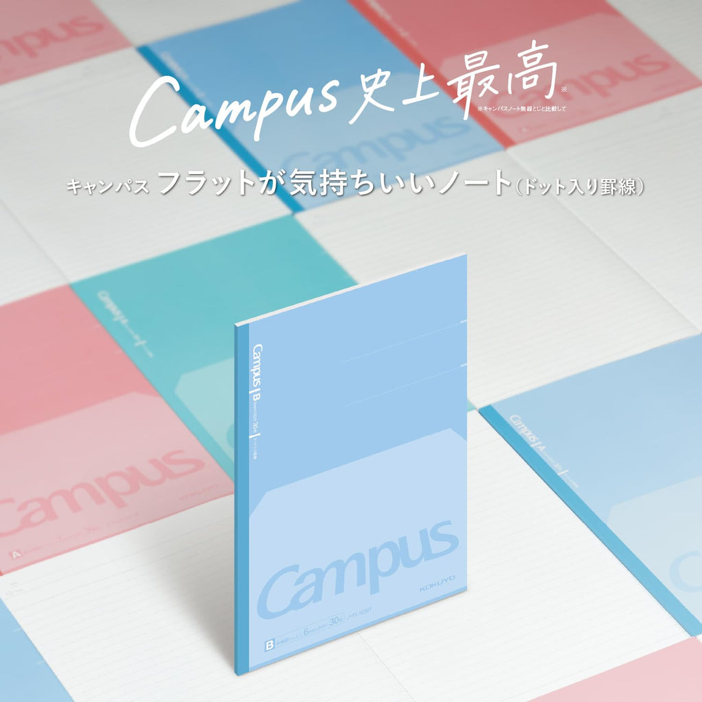 Kokuyo Campus Flat Notebook - Pack of 3 - 6 mm Lined with Dots - 30 Sheets - B5 - KOKUYO NO - FL3CBTX3 - IRO