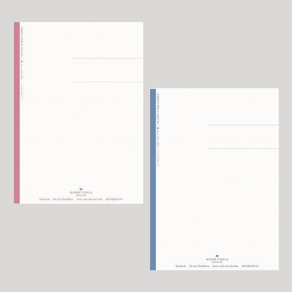 Kokuyo GOOD TOOLS Notebook - 30 Sheets - B5 - 6mm / 7mm Lined with Dots - KOKUYO KGT - NB3CAT - W - IRO