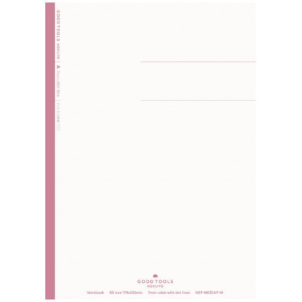 Kokuyo GOOD TOOLS Notebook - 30 Sheets - B5 - 6mm / 7mm Lined with Dots - KOKUYO KGT - NB3CAT - W - IRO