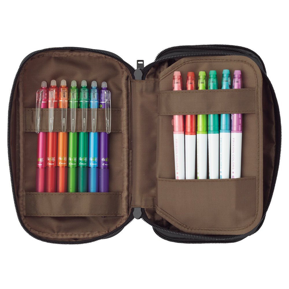 Lihit Lab Teffa Pen Case - Book Style - Triple Zipper - Black - LIHIT LAB A - 7556 - 24 - IRO