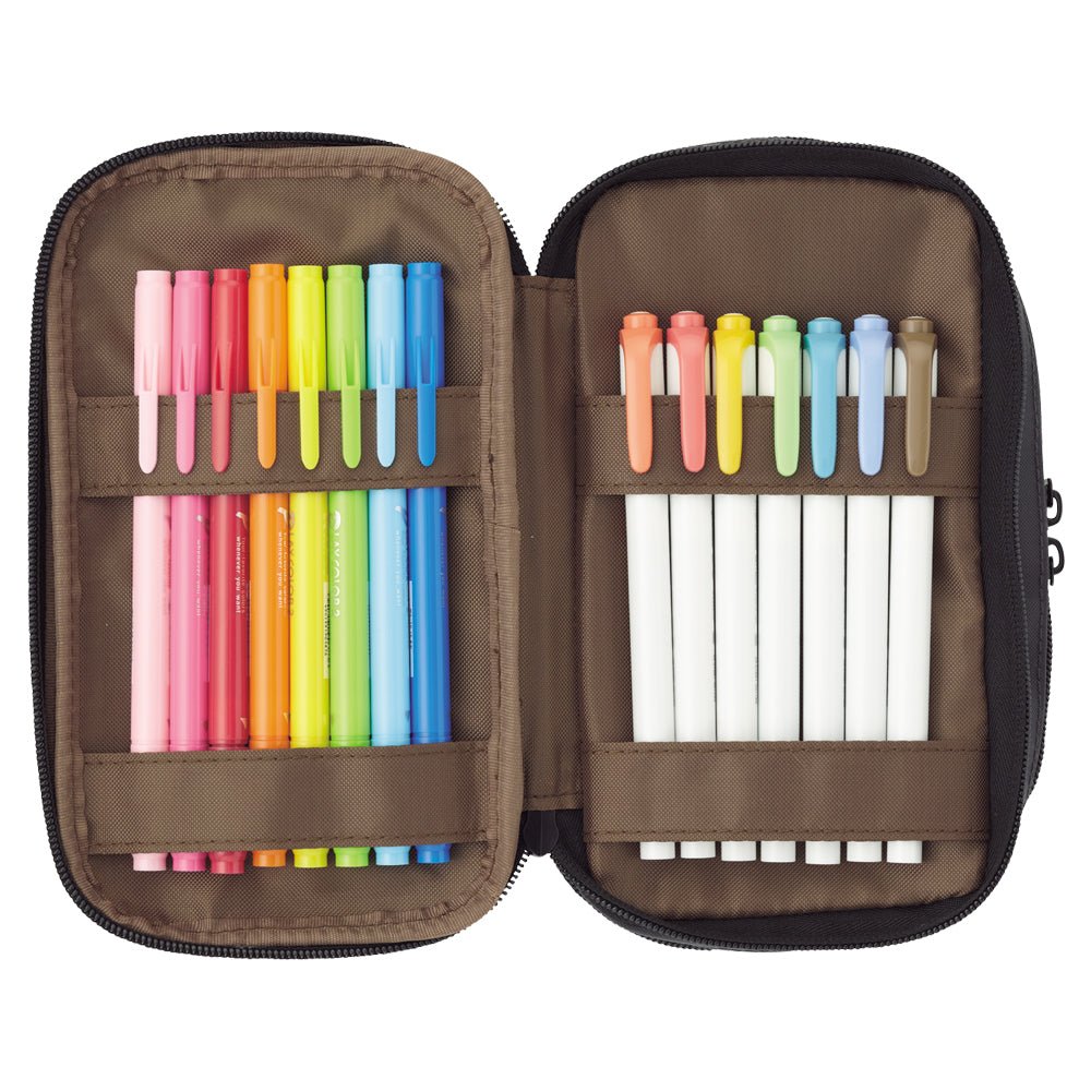 Lihit Lab Teffa Pen Case - Book Style - Triple Zipper - Black - LIHIT LAB A - 7556 - 24 - IRO