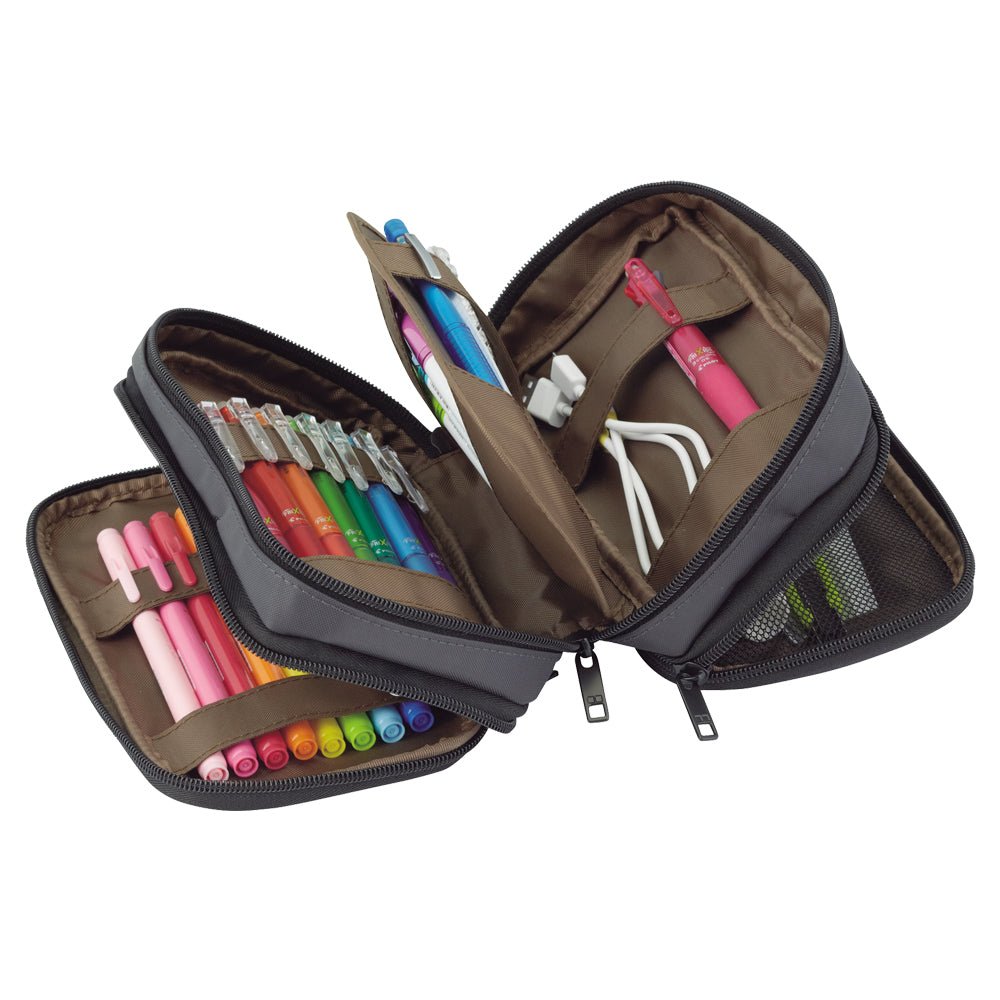 Lihit Lab Teffa Pen Case - Book Style - Triple Zipper - Black - LIHIT LAB A - 7556 - 24 - IRO