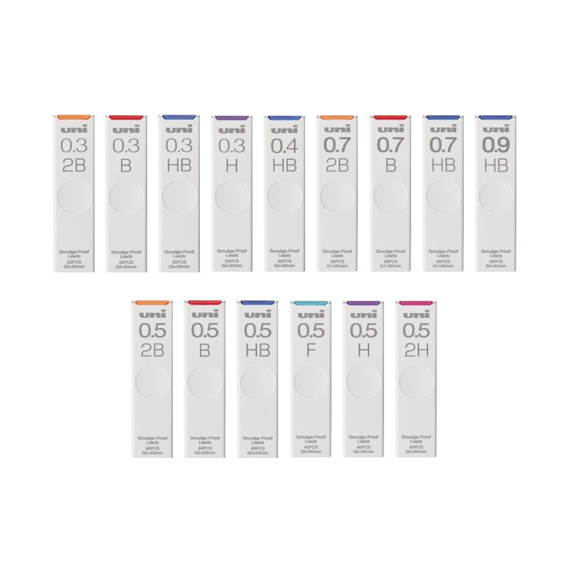 Uni Smudge Proof Lead - 0.3 / 0.4 / 0.5 / 0.7 / 0.9 mm - UNI ULS0325 - 2B - IRO