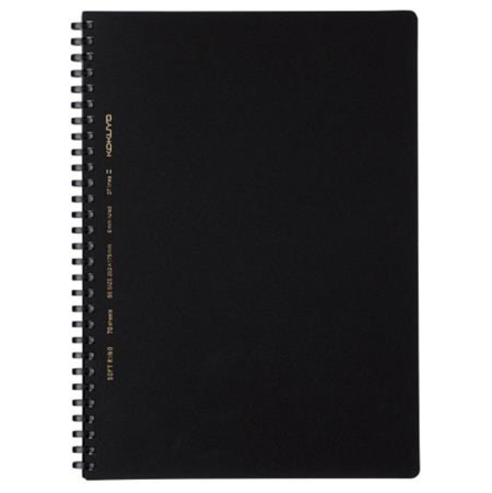Kokuyo Soft Ring Notebook - Black - Tear Off - Thicker 70 sheets - Slim B5 - 6mm Lined - KOKUYO SU - SV407B - D - IRO