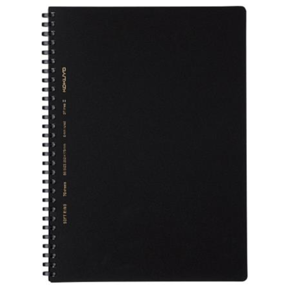 Notebooks Kokuyo Soft-Ring 6mm Lined Notebook - Black - Cut Off - Thicker 70 sheets - Slim B5 KOKUYO SU-SV407B-D