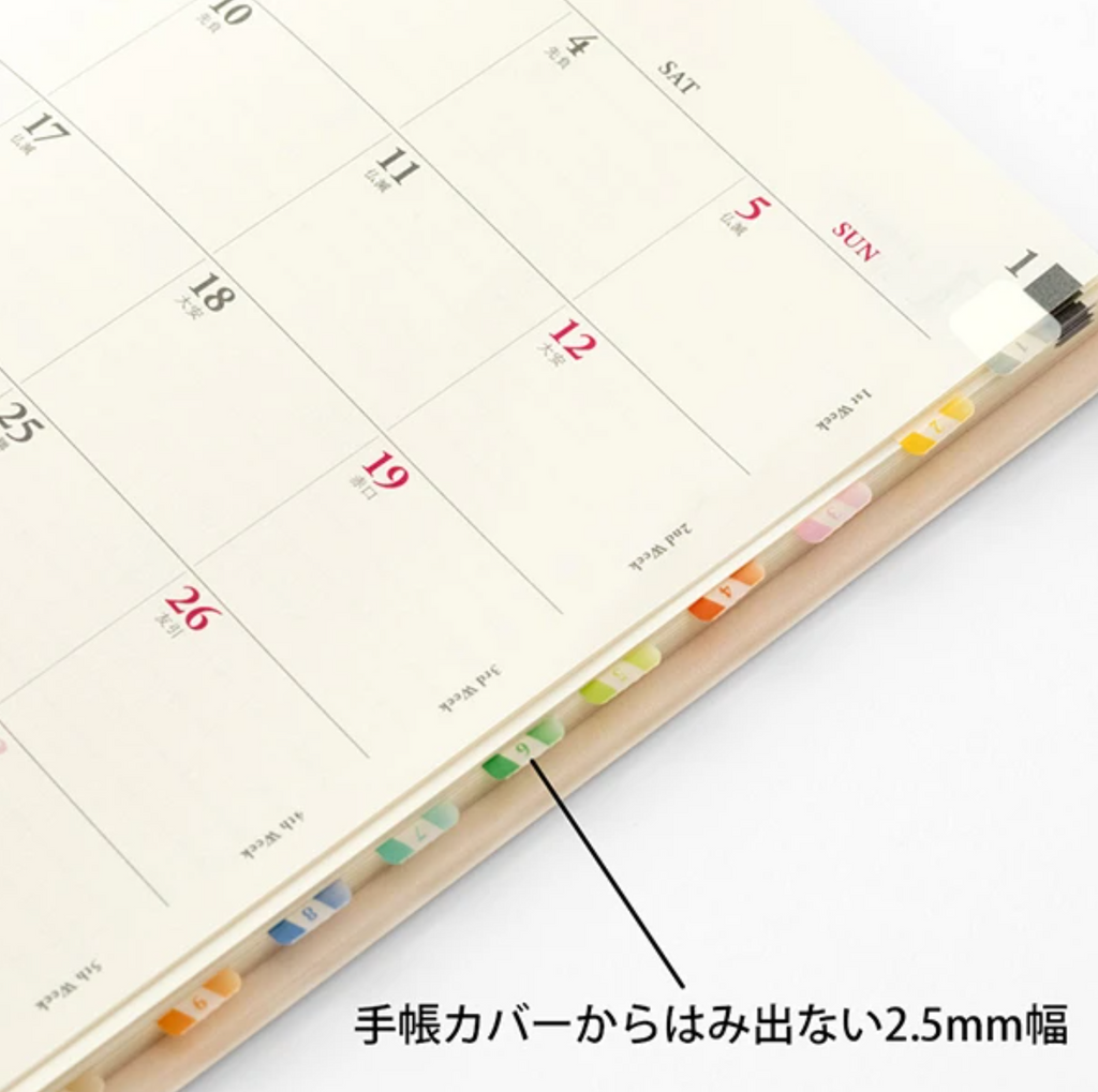 Midori Chiratto Index Tab - Numbers - 2 Sheets (48 Pieces) - Small - Colors - MIDORI 82470006 - IRO