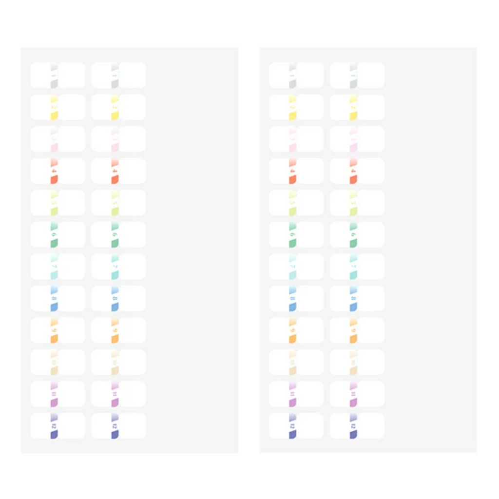 Midori Chiratto Index Tab - Numbers - 2 Sheets (48 Pieces) - Small - Colors - MIDORI 82470006 - IRO
