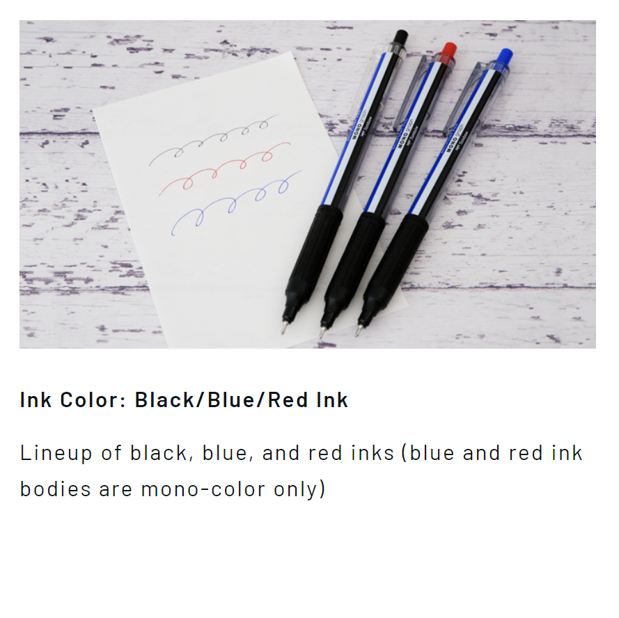 Ballpoint Pens Tombow Monograph Light Ballpoint Pen - Mono Color - 0.38 mm - Black / Blue / Red Ink Black TOMBOW BC-MGLU01