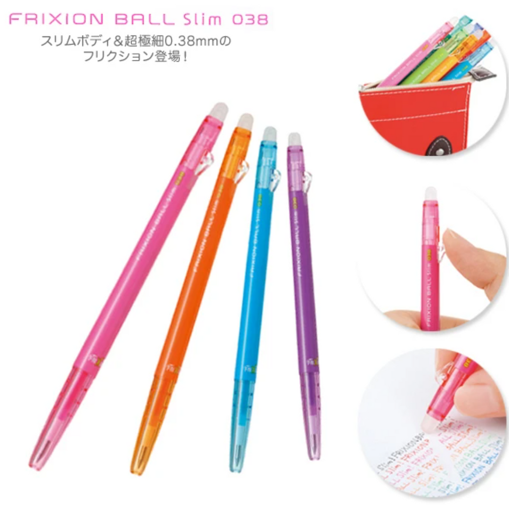 Pilot FriXion Ball Slim Gel Pen - 0.38 mm - 10 New Color - Erasable - PILOT LFBS - 18UF - AO - IRO
