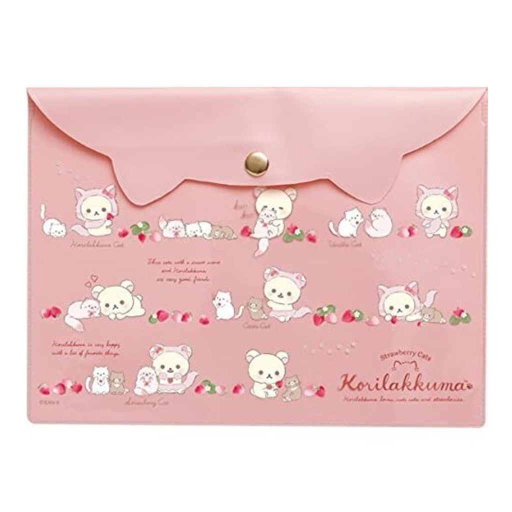 San - X A5 Size Case - Korilakkuma and Strawberry Cat B - SAN - X BV45302 - IRO