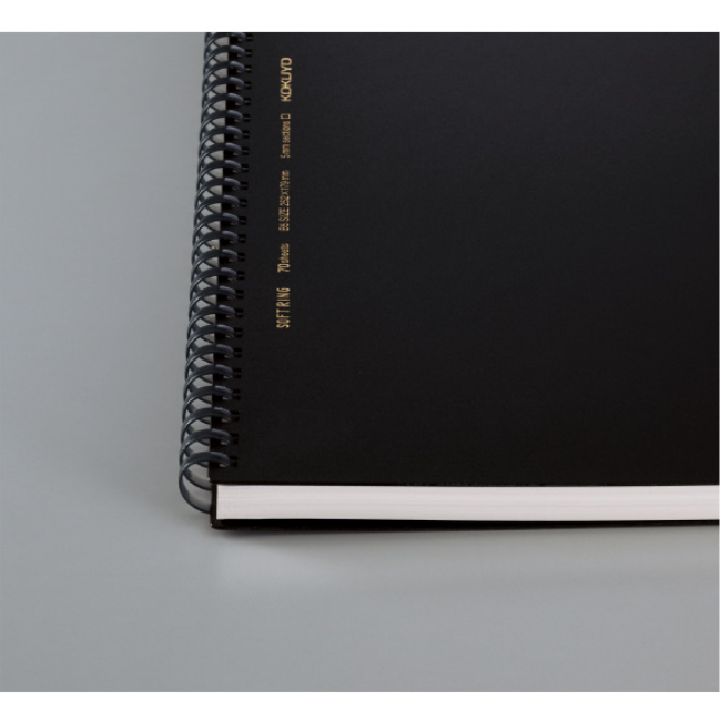 Kokuyo Soft Ring Notebook - Black - Tear Off - Thicker 70 sheets - Slim B5 - 6mm Lined - KOKUYO SU - SV407B - D - IRO