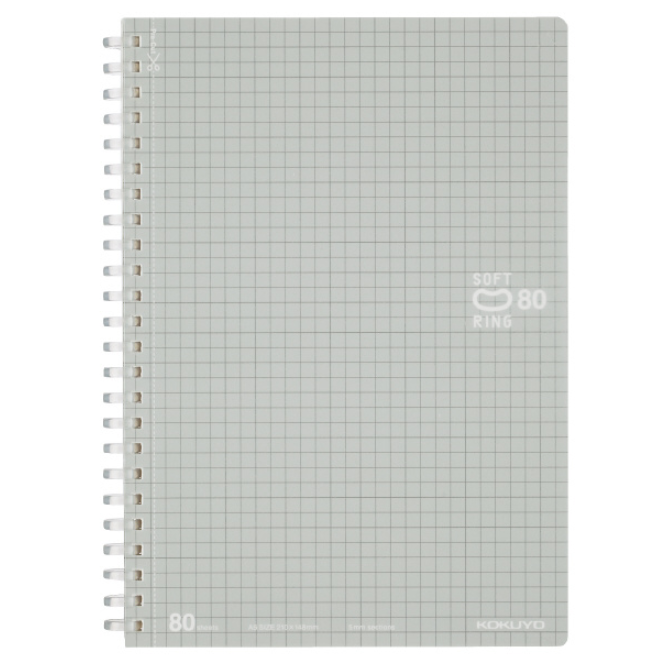Kokuyo Soft Ring Notebook - Silver - Tear Off - 80 sheets - A5 - 5mm Grid - KOKUYO SU - SV338S5 - C - IRO