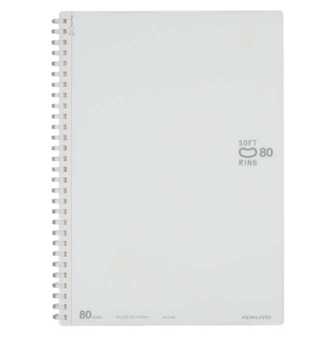 Kokuyo Soft Ring Notebook - Tear Off - 80 sheets - Slim B5 - Blank - KOKUYO SU - SV308W - W - IRO