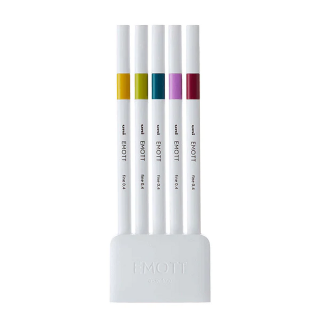 Fineliners Uni EMOTT Bleeding Resistant Fineliner - 0.4 mm - 5 Color Set No.8 Retro UNI PEMSY 5C.NO8