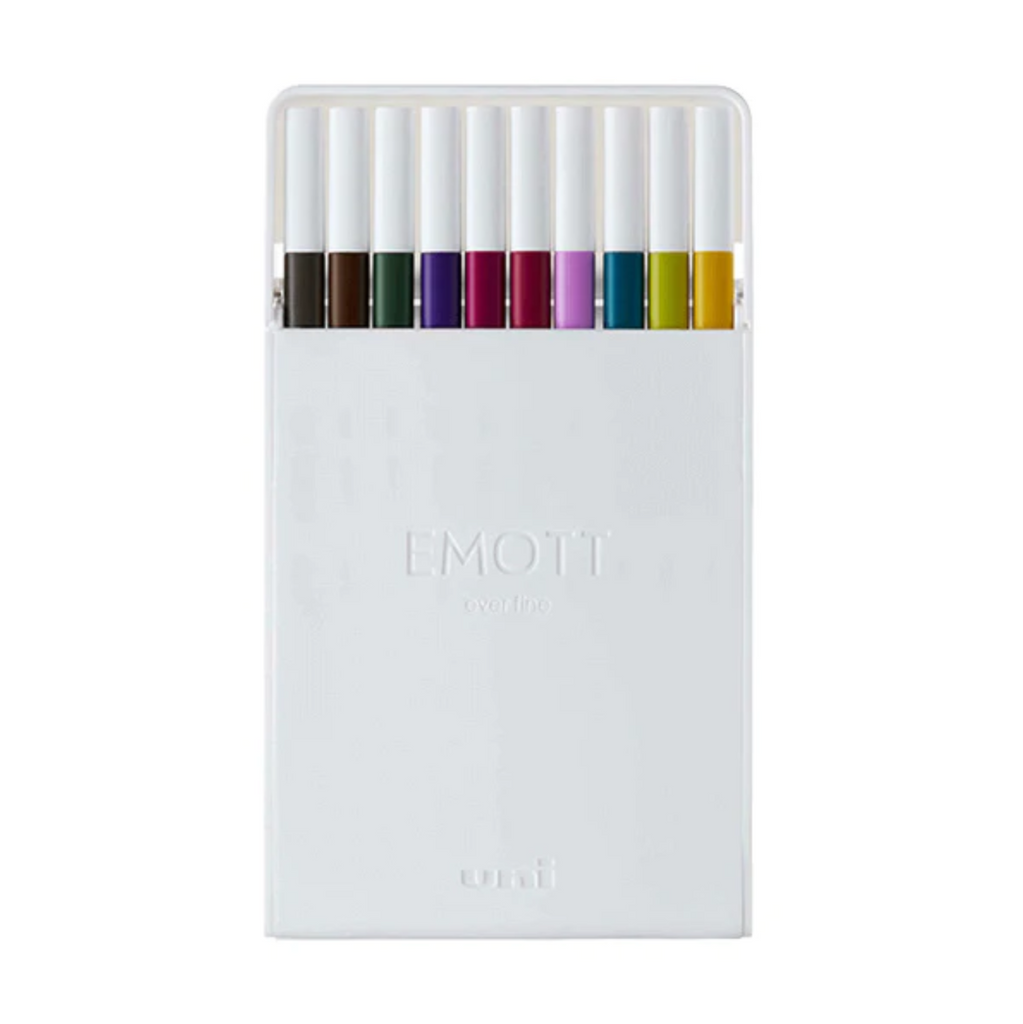 Fineliners Uni EMOTT Bleeding Resistant Fineliner - 10 Dark Color Set - No.3 - 0.4 mm UNI PEMSY 10C.NO3