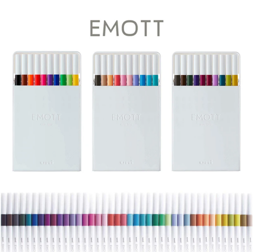 Uni EMOTT Bleeding Resistant Fineliner - 10 Dark Color Set - No.3 - 0.4 mm - UNI PEMSY 10C.NO3 - IRO