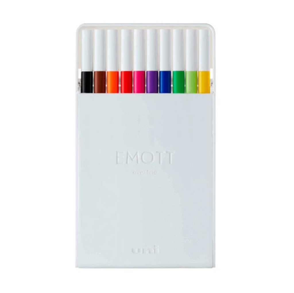 Markers Uni EMOTT Bleeding Resistant Fineliner - 10 Bright Color Set - No.1 - 0.4 mm UNI PEMSY 10C.NO1