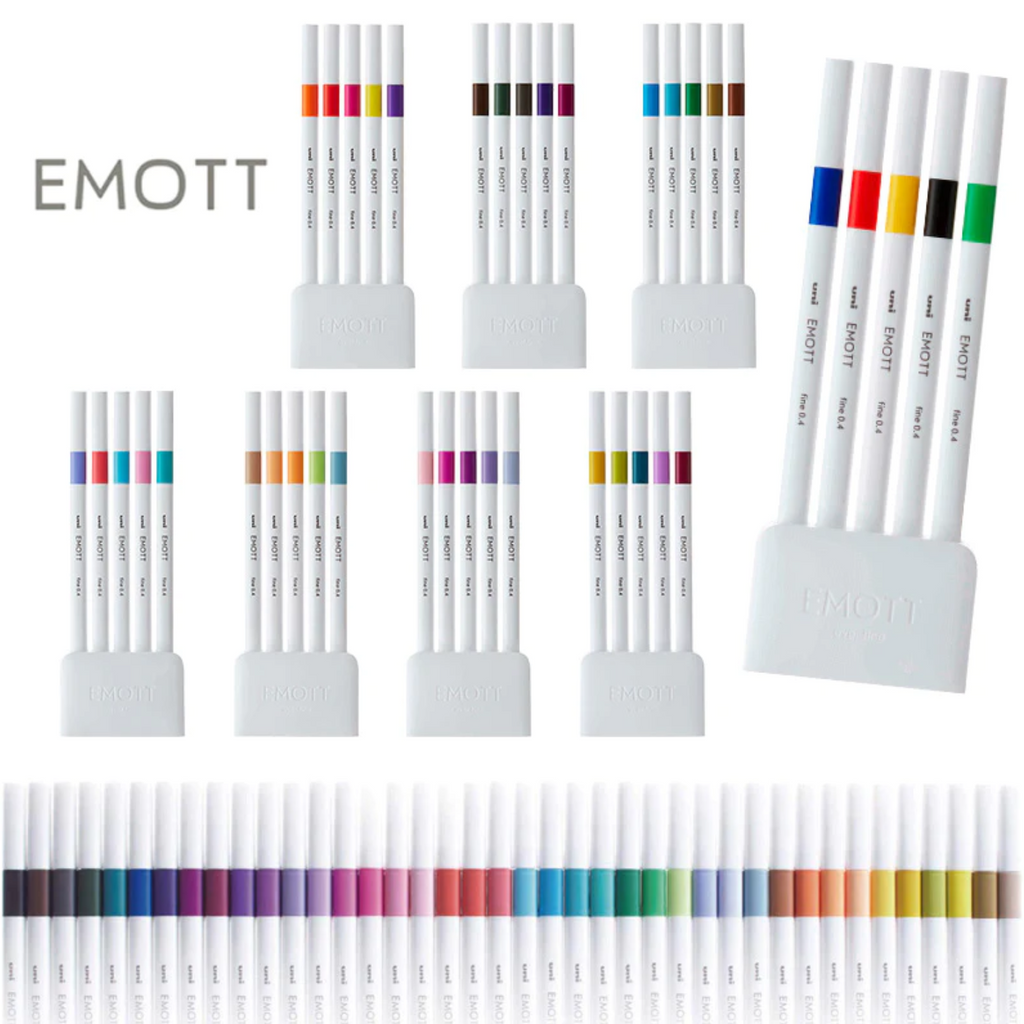 Uni EMOTT Bleeding Resistant Fineliner - 0.4 mm - 5 Color Set No.2 Passion - UNI PEMSY 5C.NO2 - IRO
