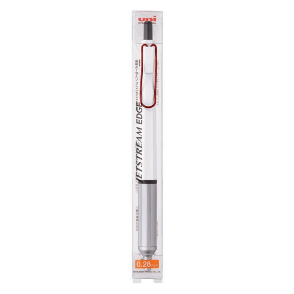Uni Jetstream Edge Ballpoint Pen - Black Ink - 0.28 mm - White Red - UNI SXN100328W.15 - IRO
