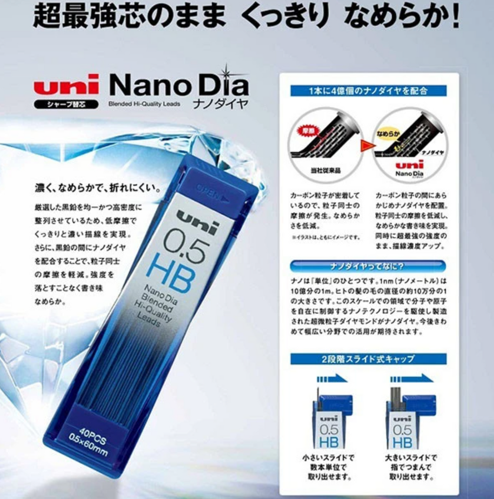 Uni Nano Dia Low - Wear Pencil Lead - 0.5 mm - UNI U05202ND - 2H - IRO