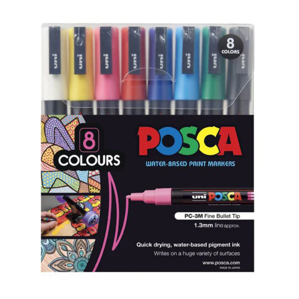Paint Markers Uni Posca PC-3M Paint Markers - Fine Tip - 8 Color Set - 1.3 mm UNI PC3M8C